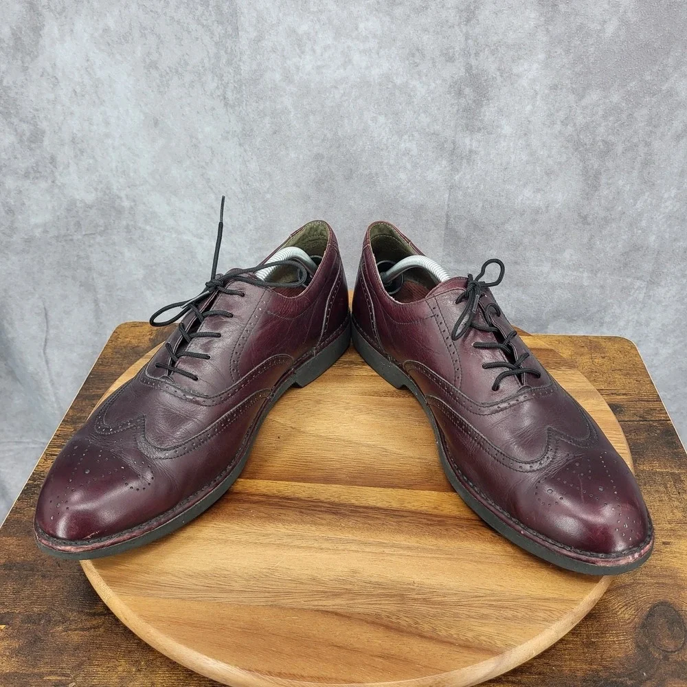 DresSports Rockport Oxford Shoes Mens 11.5 Burgundy Leather Wingtip Brogue Dress